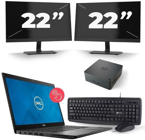 Dell Latitude 7490 - Intel Core i5-8e Generatie - 14 inch - Touch - 16GB RAM - 512GB SSD - Windows 11 Home + 2x 22 inch Monitor Nette Staat