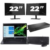 ACER Aspire A315-56 - Intel Core i3-10e Generatie - 15 inch - 16GB RAM - 256GB SSD - Windows 11 Home + 2x 22 inch Monitor Nette Staat