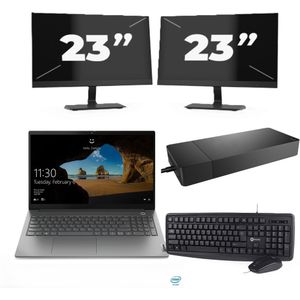 Lenovo ThinkBook 15 G2 ITL - Intel Core i5-11e Generatie - 15 inch - 16GB RAM - 256GB SSD - Windows 11 Home + 2x 23 inch Monitor Nette Staat