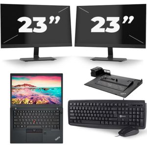 Lenovo ThinkPad T470s - Intel Core i5-6e Generatie - 14 inch - 8GB RAM - 256GB SSD - Windows 11 + 2x 23 inch Monitor Zichtbare schade