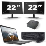 Dell Latitude 5501 - Intel Core i5-9e Generatie - 15 inch - 16GB RAM - 256GB SSD - Windows 11 Home + 2x 22 inch Monitor Nette Staat