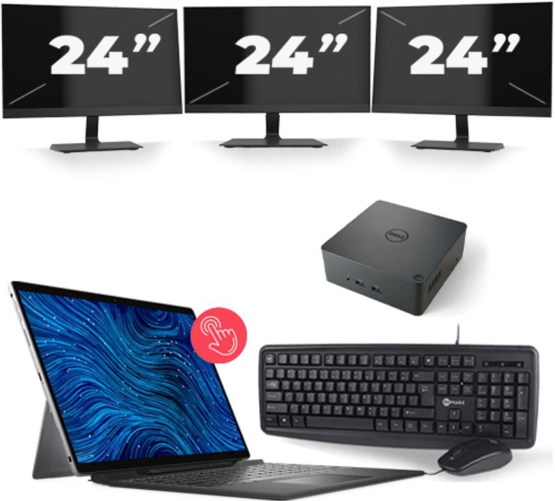 Dell Latitude 7320 - Intel Core i5-11e Generatie - 13 inch - 16GB RAM - 256GB SSD - Windows 11 Home + 3x 24 inch Monitor Zichtbare schade