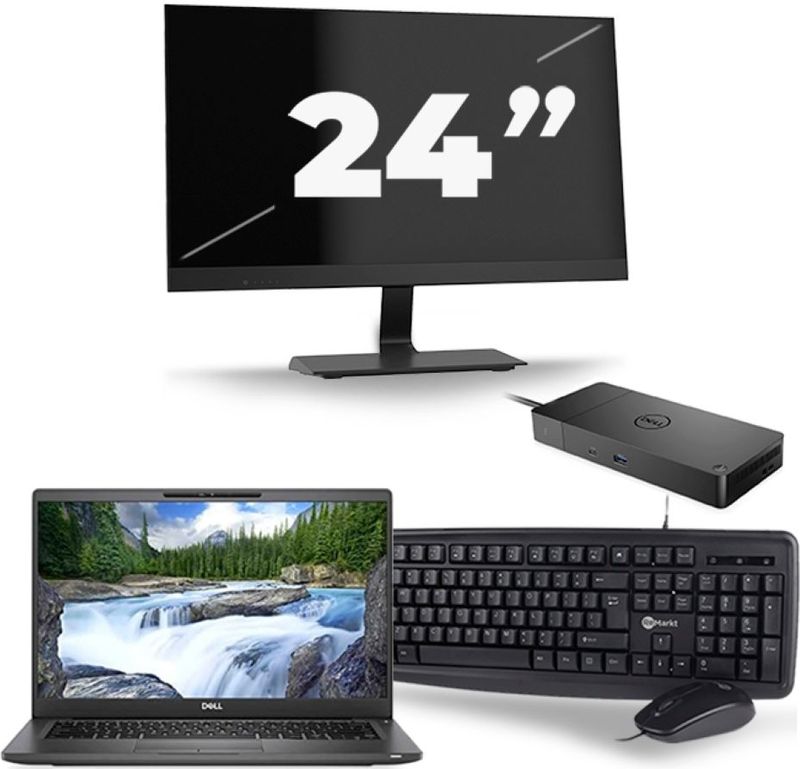 Dell Latitude 7400 - Intel Core i7-8e Generatie - 14 inch - 16GB RAM - 256GB SSD - Windows 11 + 1x 24 inch Monitor Nette Staat