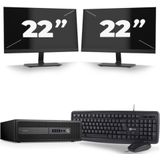 HP ProDesk 600 G3 USFF - Intel Core i5-7e Generatie - 8GB RAM - 256GB SSD - Windows 11 + 2x 22 inch Monitor Nette Staat