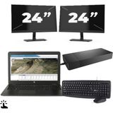 HP ZBook 15u G3 - Intel Core i7-6e Generatie - 15 inch - Touch - 16GB RAM - 256GB SSD - Windows 11 Home + 2x 24 inch Monitor Zichtbare schade