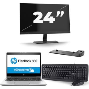 HP EliteBook 830 G5 - Intel Core i5-8e Generatie - 13 inch - 16GB RAM - 256GB SSD - Windows 11 + 1x 24 inch Monitor Zichtbaar gebruikt