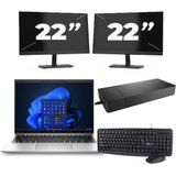 HP EliteBook 830 G9 - Intel Core i7-12e Generatie - 13 inch - 16GB RAM - 256GB SSD - Windows 11 Home + 2x 22 inch Monitor Zichtbaar gebruikt