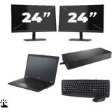 Fujitsu Lifebook U7410 - Intel Core i5-10e Generatie - 14 inch - Touch - 16GB RAM - 256GB SSD - Windows 11 Home + 2x 24 inch Monitor Nette Staat