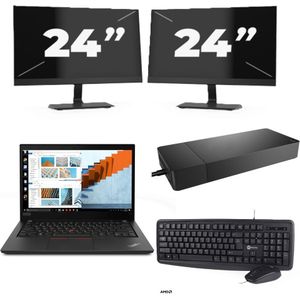 Lenovo ThinkPad T14 Gen 2 - Intel Core i5-11e Generatie - 14 inch - 16GB RAM - 256GB SSD - Windows 11 Home + 2x 24 inch Monitor Nette Staat