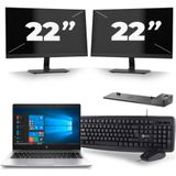 HP EliteBook 745 G6 - AMD Ryzen 5 3500U - 14 inch - 16GB RAM - 256GB SSD - Windows 11 Home + 2x 22 inch Monitor Zichtbaar gebruikt