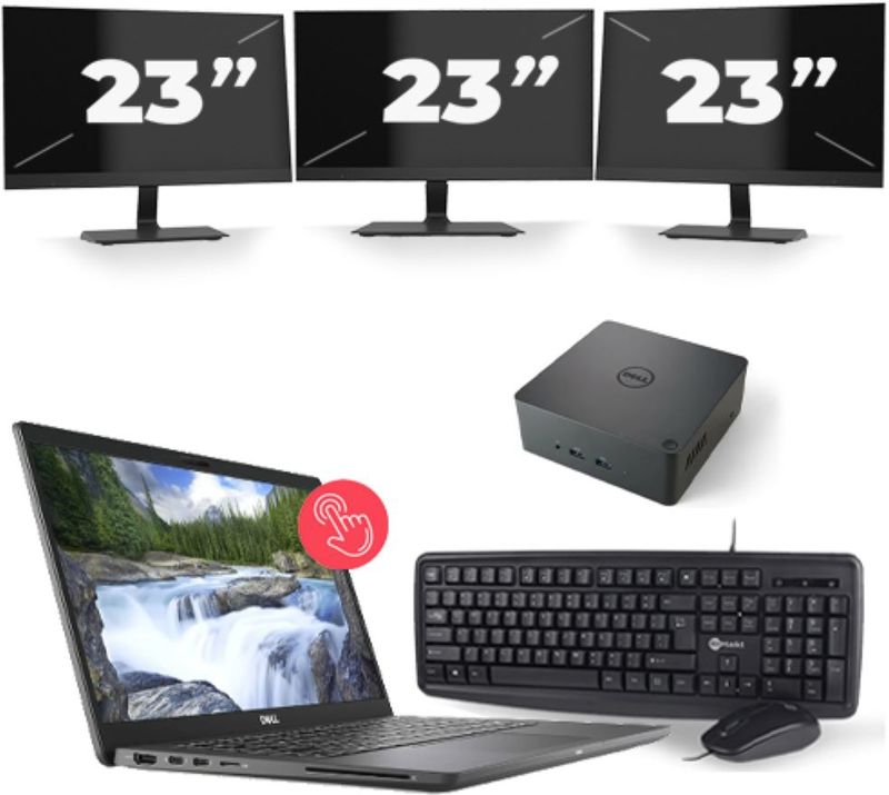 Dell Latitude 7310 - Intel Core i7-10e Generatie - 13 inch - 8GB RAM - 256GB SSD - Windows 11 + 3x 23 inch Monitor Zichtbaar gebruikt