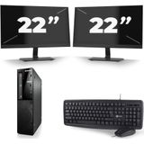 Lenovo ThinkCentre E73 SFF - Intel Core i7-4e Generatie - 16GB RAM - 256GB SSD - Windows 10 + 2x 22 inch Monitor Nette Staat