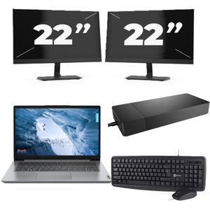 Lenovo ThinkPad L14 Gen 1 - Intel Core i5-10e Generatie - 14 inch - 16GB RAM - 256GB SSD - Windows 11 Home + 2x 22 inch Monitor Nette Staat