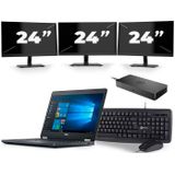 Dell Latitude E5470 - Intel Core i5-6e Generatie - 14 inch - 8GB RAM - 256GB SSD - Windows 11 + 3x 24 inch Monitor Zichtbaar gebruikt