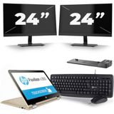 HP Pavilion x360 Convertible 13 - Intel Core i3-6e Generatie - 14 inch - 8GB RAM - 256GB SSD - Windows 11 Home + 2x 24 inch Monitor Zichtbaar gebruikt