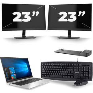HP EliteBook 850 G7 - Intel Core i7-10e Generatie - 15 inch - 16GB RAM - 256GB SSD - Windows 11 + 2x 23 inch Monitor Nette Staat