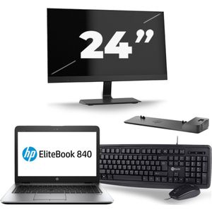 HP EliteBook 840 G4 - Intel Core i5-7e Generatie - 14 inch - 8GB RAM - 256GB SSD - Windows 11 + 1x 24 inch Monitor Nette Staat