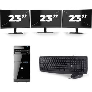 HP Pro 3500 Micro Tower - Intel Core i3-3e Generatie - 8GB RAM - 128GB SSD - Windows 10 + 3x 23 inch Monitor Nette Staat