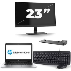 HP EliteBook 840r G4 - Intel Core i5-7e Generatie - 14 inch - 8GB RAM - 256GB SSD - Windows 11 + 1x 23 inch Monitor Zichtbaar gebruikt