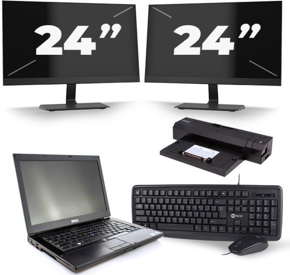 Dell Latitude E6410 - Intel Core i7-1e Generatie - 14 inch - 8GB RAM - 256GB SSD - Windows 10 + 2x 24 inch Monitor Zichtbare schade