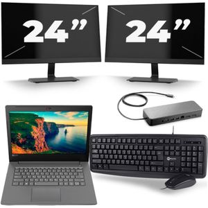 Lenovo V330-14IKB - Intel Core i3-8e Generatie - 14 inch - 8GB RAM - 256GB SSD - Windows 11 + 2x 24 inch Monitor Zichtbaar gebruikt