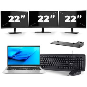 HP EliteBook 840 G7 - Intel Core i7-10e Generatie - 14 inch - 16GB RAM - 256GB SSD - Windows 11 + 3x 22 inch Monitor Zichtbare schade