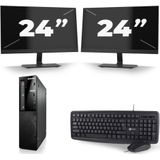 Lenovo ThinkCentre E73 SFF - Intel Core i5-4e Generatie - 8GB RAM - 256GB SSD - Windows 10 + 2x 24 inch Monitor Nette Staat