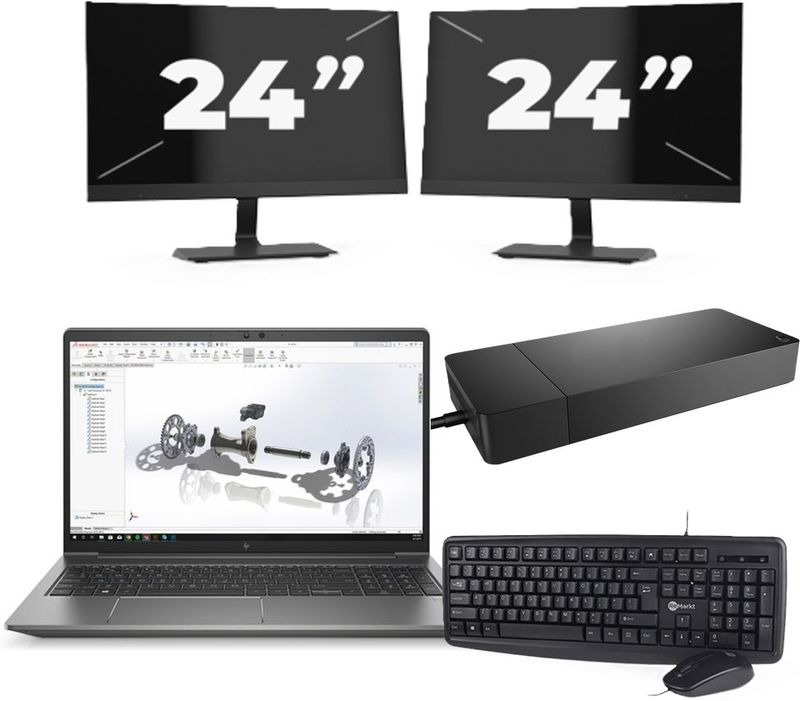 HP ZBook Power G8 - Intel Core i7-11e Generatie - 15 inch - 16GB RAM - 256GB SSD - Windows 11 + 2x 24 inch Monitor Nette Staat