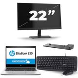 HP EliteBook 830 G5 - Intel Core i5-8e Generatie - 13 inch - 16GB RAM - 256GB SSD - Windows 11 + 1x 22 inch Monitor Zichtbaar gebruikt
