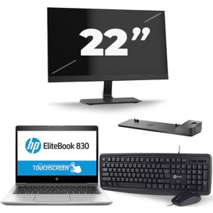 HP EliteBook 830 G5 - Intel Core i5-8e Generatie - 13 inch - 16GB RAM - 256GB SSD - Windows 11 + 1x 22 inch Monitor Zichtbaar gebruikt