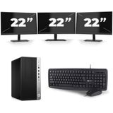 HP ProDesk 600 G3 Micro Tower - Intel Core i5-6e Generatie - 8GB RAM - 256GB SSD - Windows 11 + 3x 22 inch Monitor Nette Staat