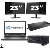 HP ProBook 650 G2 - Intel Core i5-6e Generatie - 15 inch - Touch - 8GB RAM - 256GB SSD - Windows 11 Home + 2x 23 inch Monitor Zichtbaar gebruikt