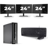 HP ProDesk 400 G1 SFF - Intel Core i5-4e Generatie - 8GB RAM - 256GB SSD - Windows 10 + 3x 24 inch Monitor Nette Staat
