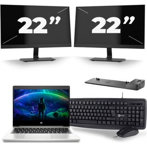 HP ProBook 430 G6 - Intel Core i3-8e Generatie - 13 inch - 8GB RAM - 256GB SSD - Windows 11 + 2x 22 inch Monitor Zichtbaar gebruikt