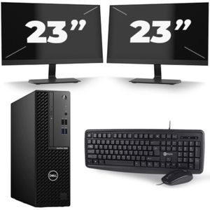 Dell Optiplex 3080 Micro USFF - Intel Core i5-10e Generatie - 16GB RAM - 256GB SSD - Windows 11 + 2x 23 inch Monitor Nette Staat