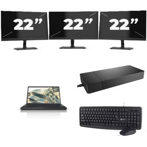 Fujitsu Lifebook A3510 - Intel Core i3-10e Generatie - 15 inch - 16GB RAM - 256GB SSD - Windows 11 Home + 3x 22 inch Monitor Nette Staat