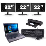 Dell Latitude E5510 - Intel Core i5-1e Generatie - 15 inch - 8GB RAM - 256GB SSD - Windows 10 + 3x 22 inch Monitor Zichtbaar gebruikt