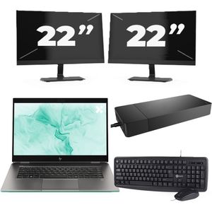 HP ZBook Studio G5 - Intel Core i7-8e Generatie - 15 inch - 16GB RAM - 256GB SSD - Windows 11 + 2x 22 inch Monitor Nette Staat