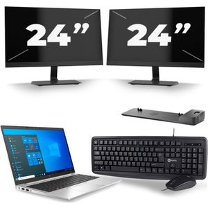 HP EliteBook 840 G8 - Intel Core i7-11e Generatie - 14 inch - 16GB RAM - 256GB SSD - Windows 11 + 2x 24 inch Monitor Zichtbare schade