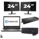 HP ProBook 650 G2 - Intel Core i5-6e Generatie - 15 inch - Touch - 8GB RAM - 256GB SSD - Windows 11 Home + 2x 24 inch Monitor Zichtbaar gebruikt