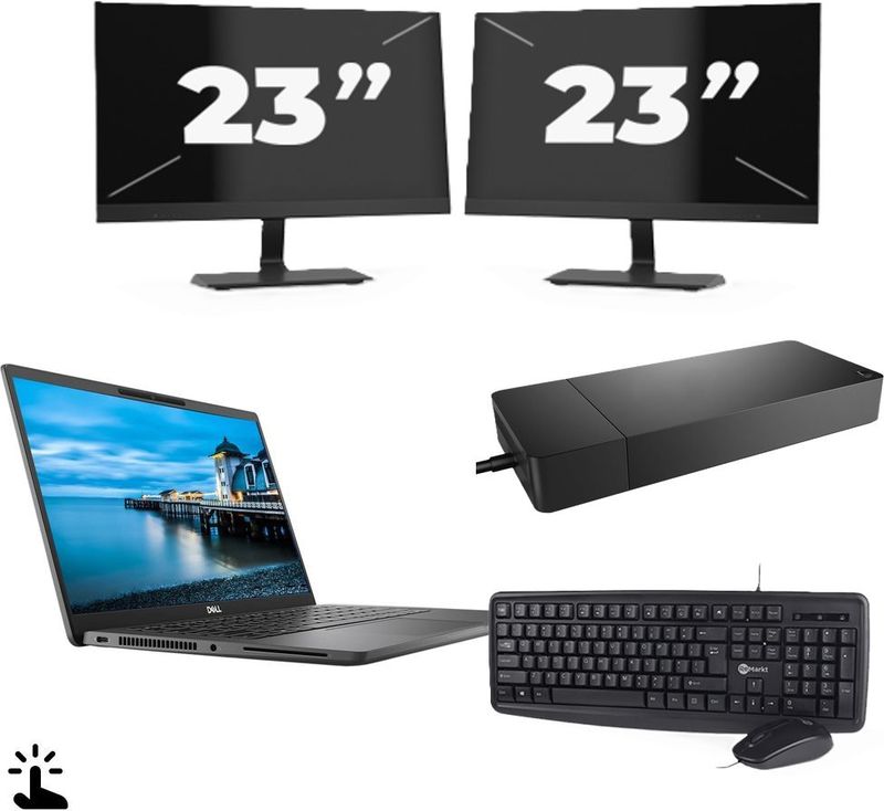 Dell Latitude 7420 - Intel Core i7-11e Generatie - 14 inch - Touch - 32GB RAM - 256GB SSD - Windows 11 Home + 2x 23 inch Monitor Nette Staat
