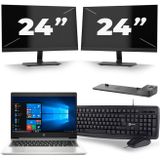 HP ProBook 445 G7 - AMD Ryzen 5 4500U - 14 inch - 8GB RAM - 256GB SSD - Windows 10 + 2x 24 inch Monitor Nette Staat