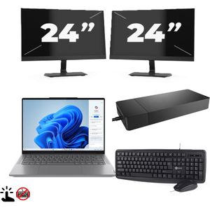 Microsoft Surface Pro 7 (Zonder Toetsenbord) - Intel Core i5-10e Generatie - 12 inch - Touch - 8GB RAM - 256GB SSD - Windows 11 Home + 2x 24 inch Monitor Zichtbaar gebruikt