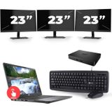 Dell Latitude 7300 - Intel Core i5-8e Generatie - 13 inch - Touch - 16GB RAM - 256GB SSD - Windows 11 Home + 3x 23 inch Monitor Nette Staat