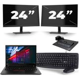 Lenovo ThinkPad T490 - Intel Core i5-8e Generatie - 14 inch - 16GB RAM - 256GB SSD - Windows 11 Home + 2x 24 inch Monitor Zichtbaar gebruikt