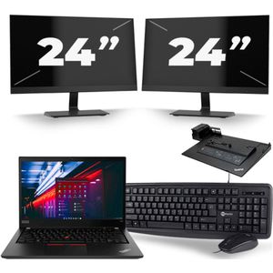 Lenovo ThinkPad T490 - Intel Core i5-8e Generatie - 14 inch - 16GB RAM - 256GB SSD - Windows 11 Home + 2x 24 inch Monitor Zichtbaar gebruikt