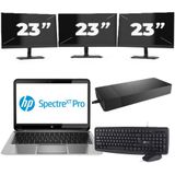 Chuwi CoreBook Pro - Intel Core i3-6e Generatie - 13 inch - 8GB RAM - 256GB SSD - Windows 11 Home + 3x 23 inch Monitor Zichtbare schade