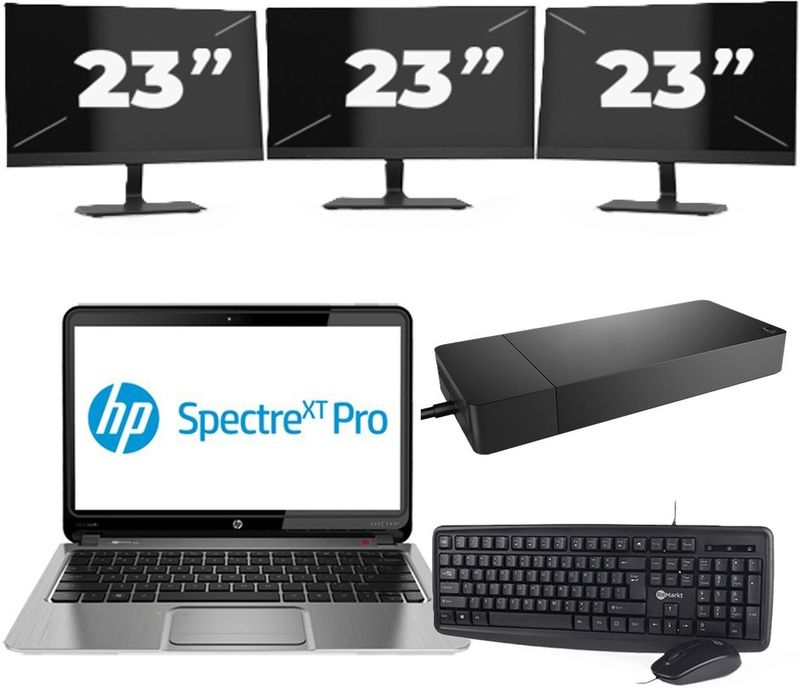 Chuwi CoreBook Pro - Intel Core i3-6e Generatie - 13 inch - 8GB RAM - 256GB SSD - Windows 11 Home + 3x 23 inch Monitor Zichtbare schade