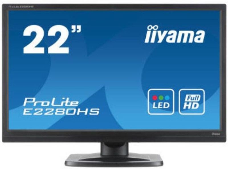 iiyama ProLite E2280HS - 22 inch - 1920x1080 - DVI - HDMI - VGA - Zwart Zichtbaar gebruikt