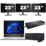 HP EliteBook 830 G9 - Intel Core i7-12e Generatie - 13 inch - 16GB RAM - 256GB SSD - Windows 11 Home + 3x 23 inch Monitor Zichtbaar gebruikt